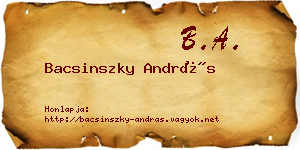 Bacsinszky András névjegykártya